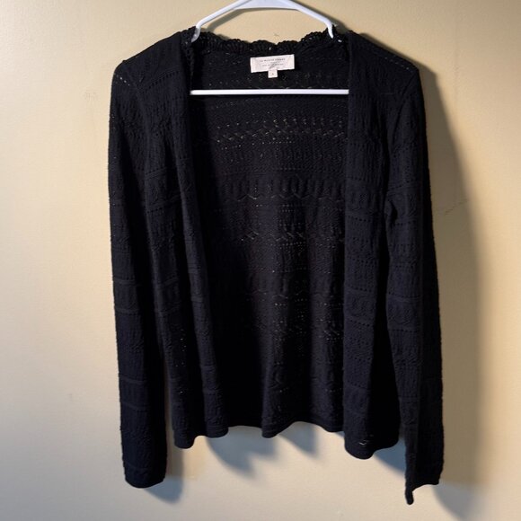 Sezane Paris Keyla Cardigan Black Organic Cotton Lace Women's